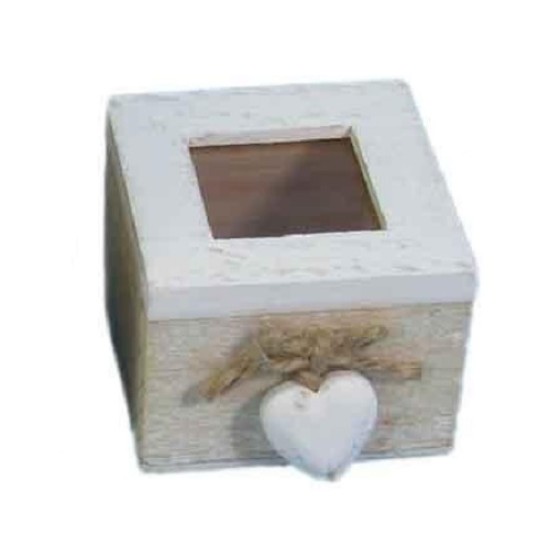 Scatolina Portagioie in Legno con Cuore - Stile Shabby Chic